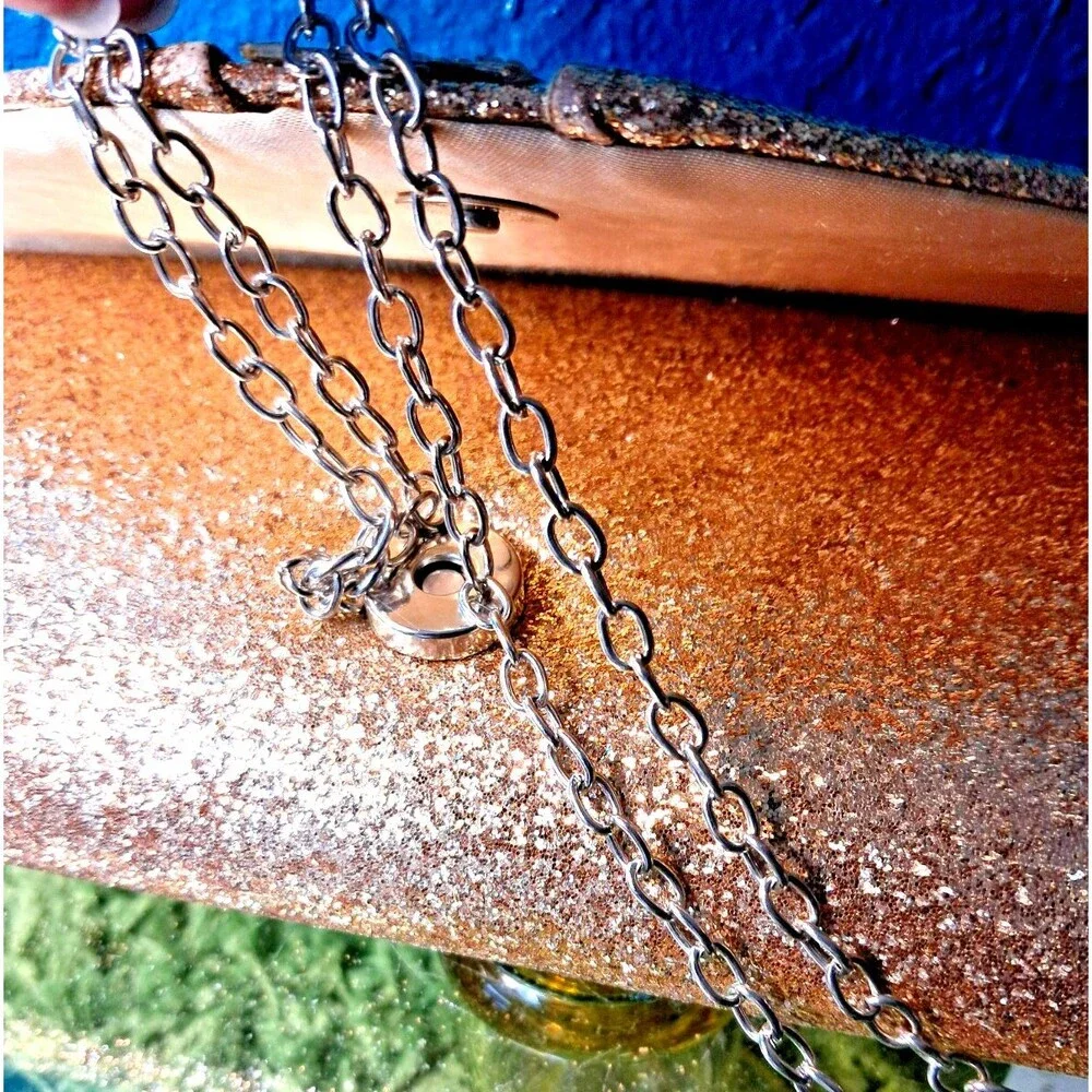 NWT Sasha New York Gold Glitter Silver Rhinestone Envelope Clutch Evening Purse - Picture 13 of 13